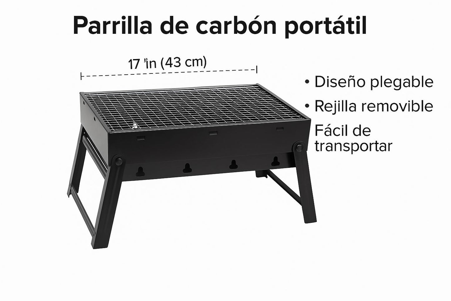 Parrilla carbon portatil acero FK15-80